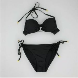 Topshop Women's Black Gold Heart Tag Swim Bikini
